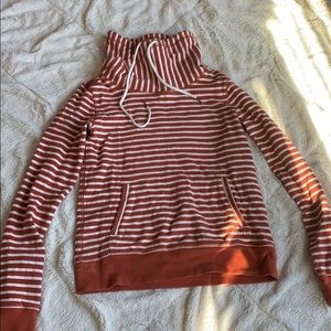 LL Bean Signature striped cowlneck pullover